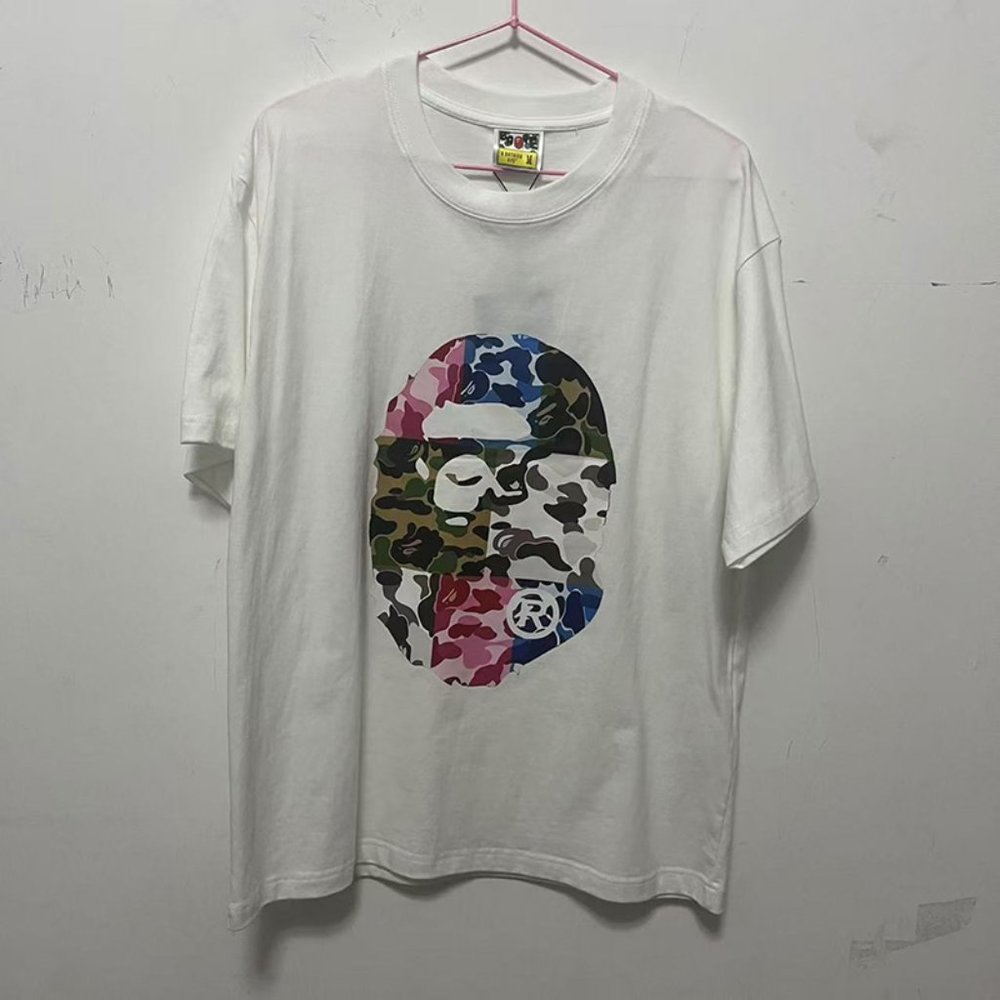 Bape Multicolor Camouflage Big Ape Head T-shirt White